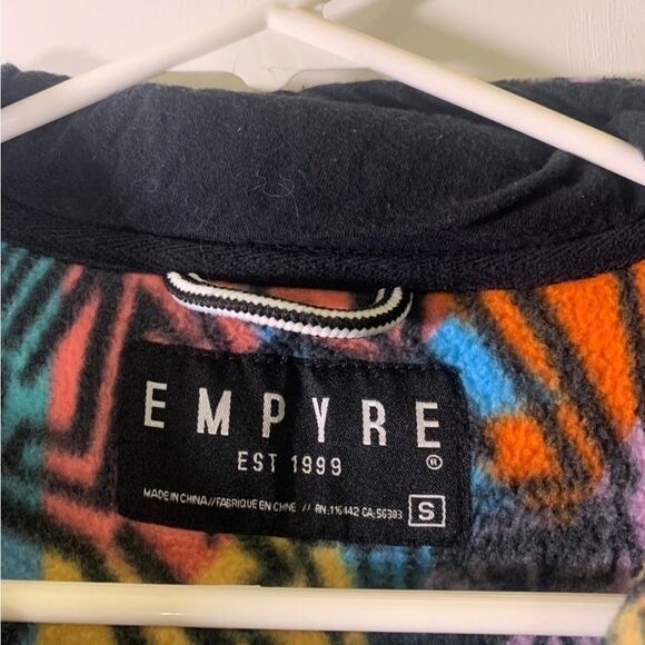 Emprye Small Orange, Blue, Green, Yellow and Pink Retro Fleece 1/4 Pullover - Picture 4 of 6